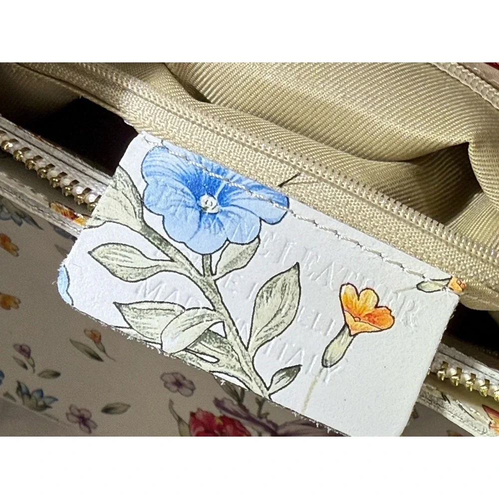 Borse In Pelle Genuine Leather Floral Print  Women's Purse Made‎ In Italy NEW